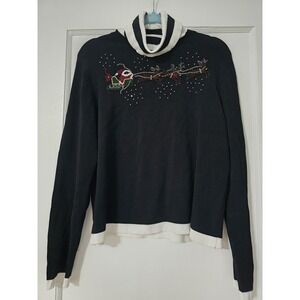 Vintage‎ Lisa International Beaded Ugly Christmas Turtleneck Sweater - Size XL